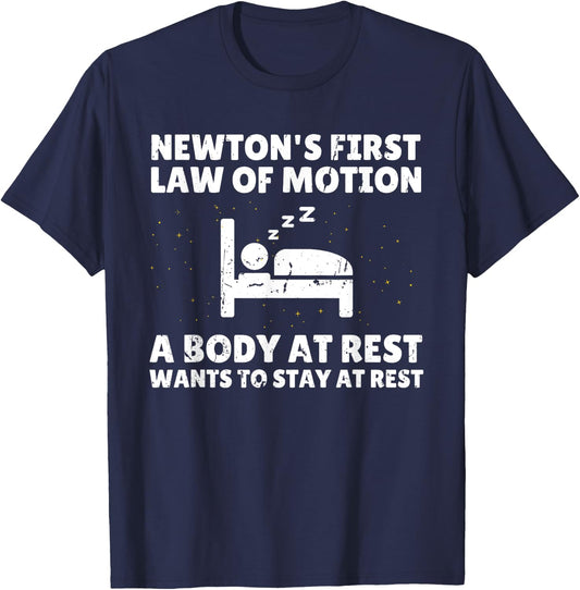 Newton's Law Art Women Nerdy Scientist Novelty T-Shirt - T-Shirt | Navy