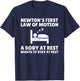 Newton's Law Art Women Nerdy Scientist Novelty T-Shirt - T-Shirt | Navy