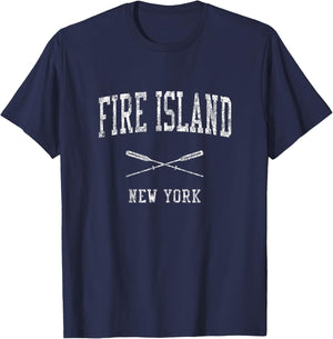 Fire Island New York NY Vintage Nautical Sports Design T-Shirt - T-Shirt | Navy