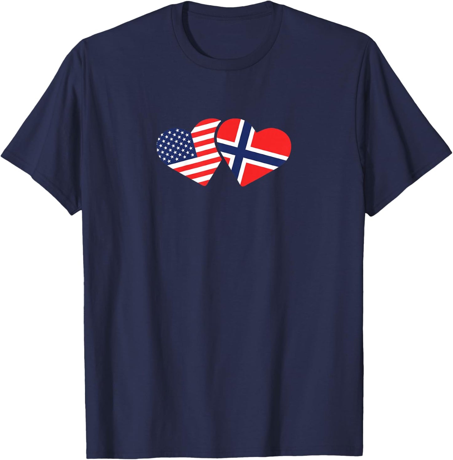 Norway USA Flag T Shirt Heart Norwegian American Love T-Shirt - T-Shirt | Navy
