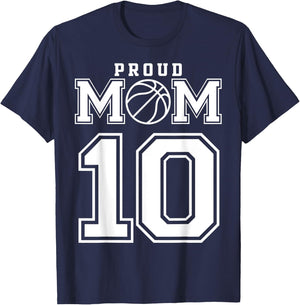 Number 10 Custom Proud Basketball Mom Personalized T-Shirt - T-Shirt | Navy