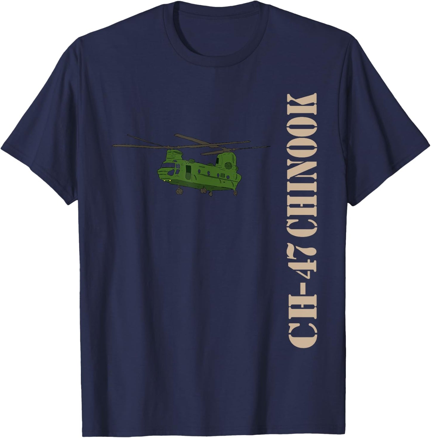 Chinook Helicopter T Shirt 15U MOS CH 47 Army Helicopter T-Shirt - T-Shirt | Navy