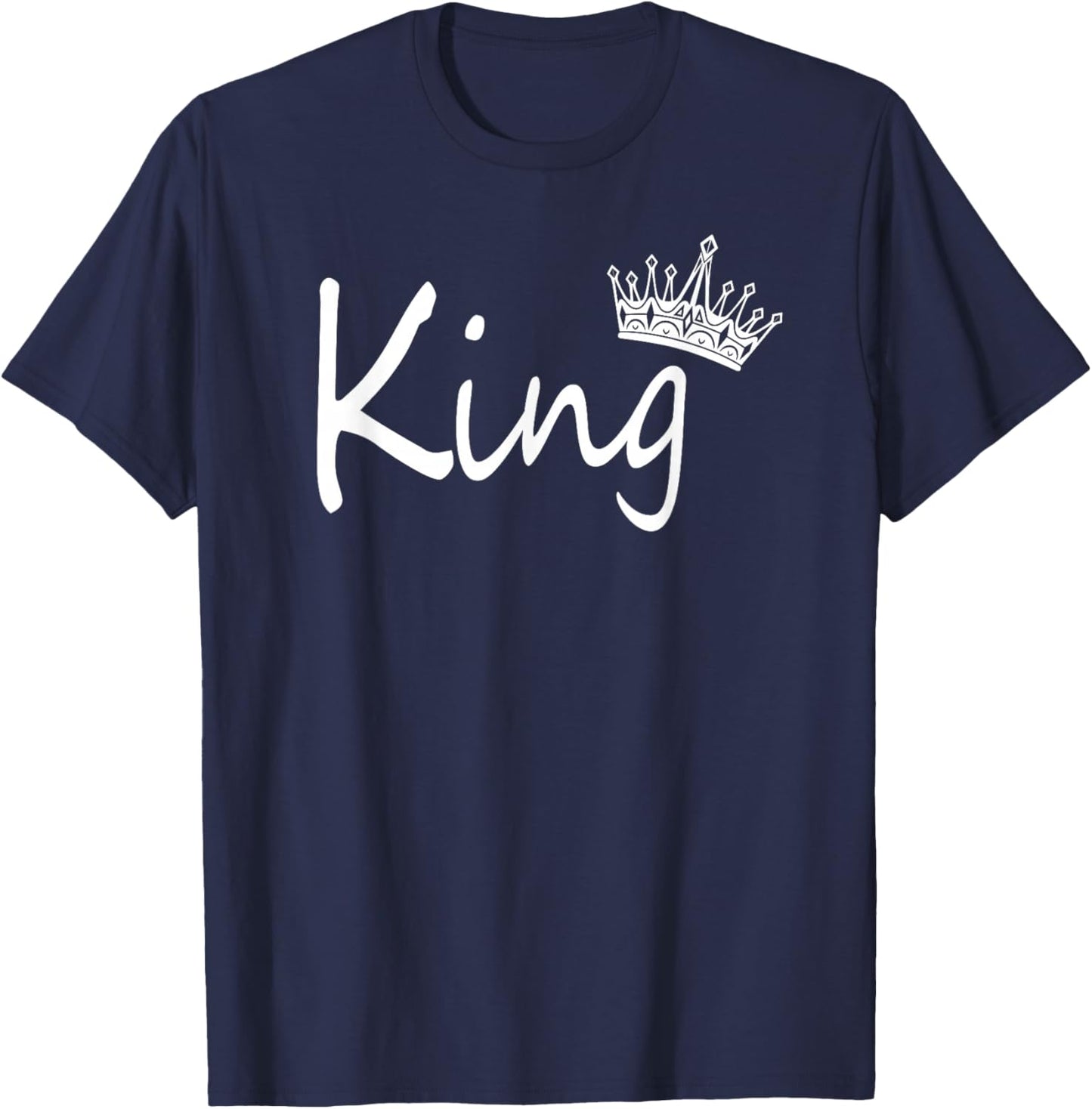 King and Queen Crown Matching Couple Design and Her T-Shirt - T-Shirt | Navy