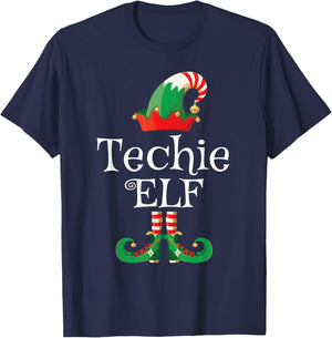 Techie Tech Elf Shirt Funny Costume Matching Christmas T-Shirt - T-Shirt | Navy