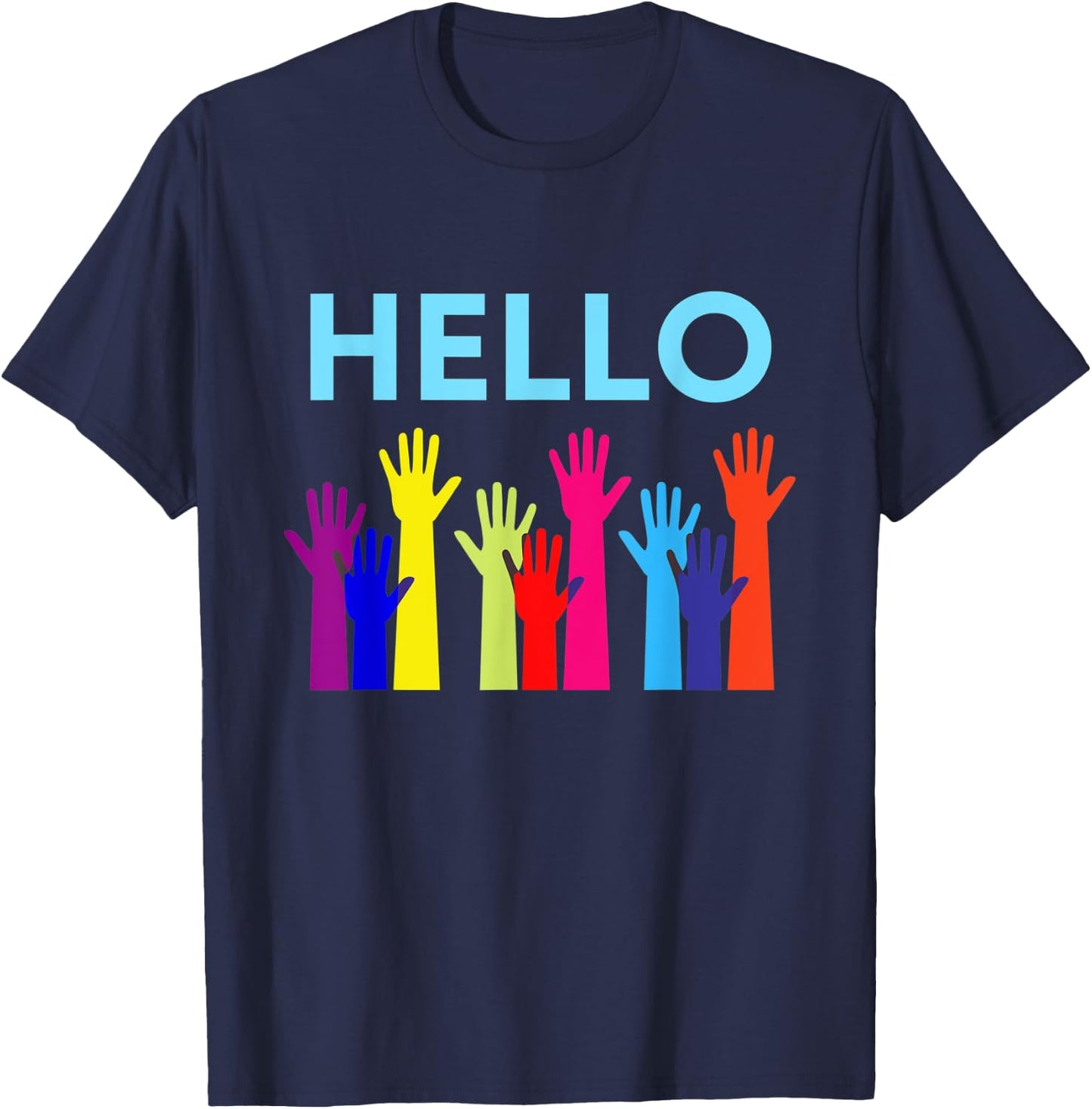 Hello Waving Hands Greeting Gift mom, dad T-Shirt - T-Shirt | Navy