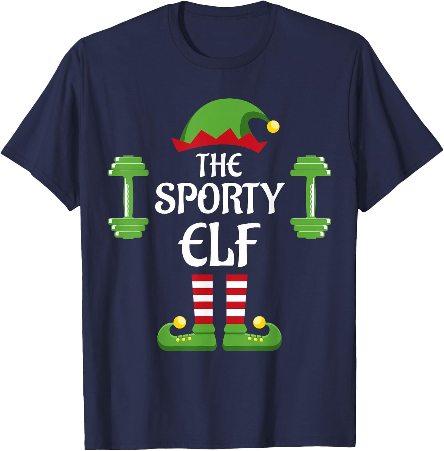 Sporty Elf Family Matching Group Christmas T-Shirt - T-Shirt | Navy