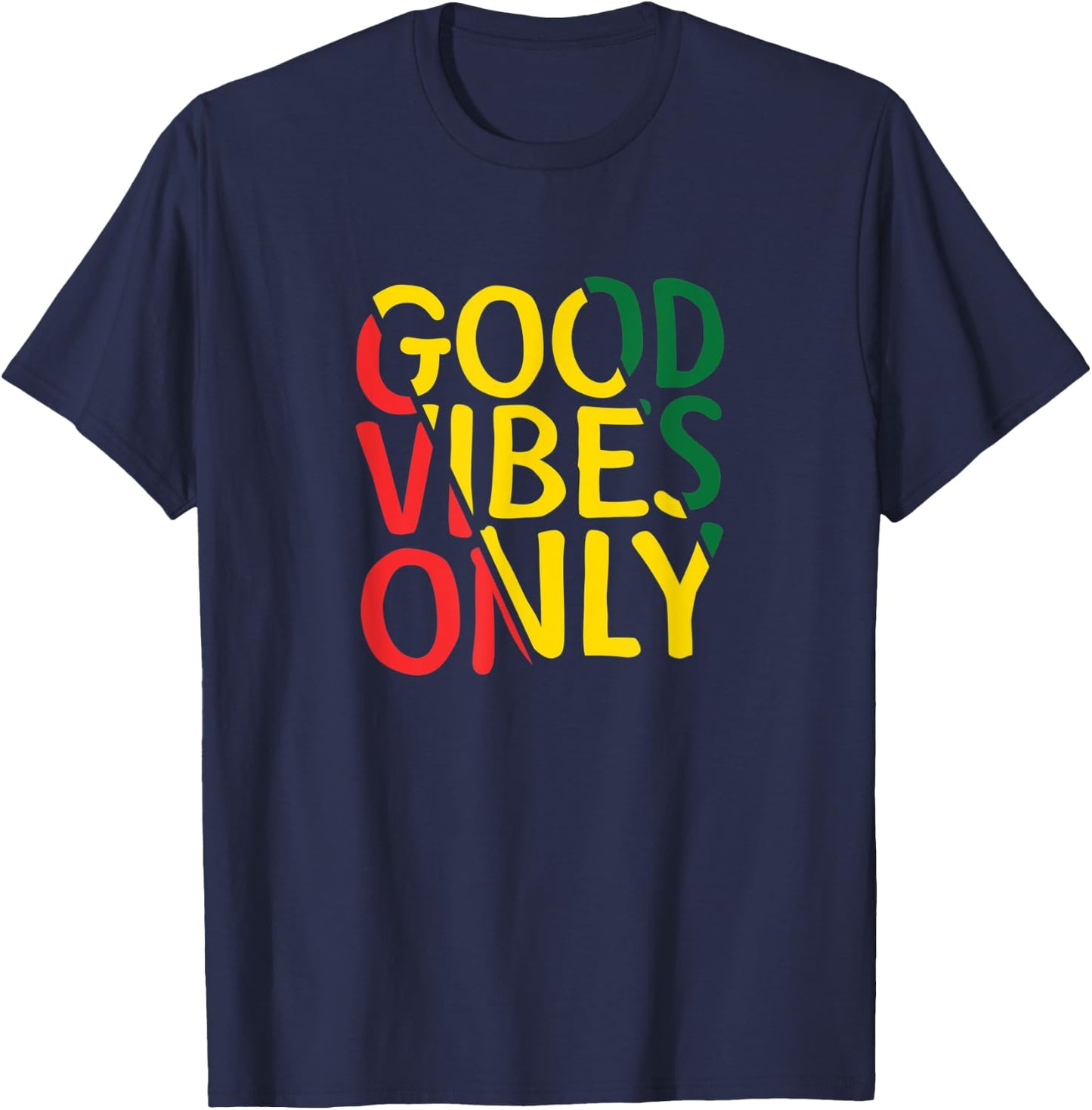 Good Vibes Only Jamaican Reggae T-Shirt - T-Shirt | Navy