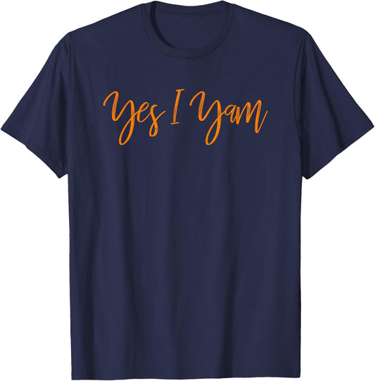 Yes I Yam Shes My Sweet Potato, Couple Shirts Him and Her T-Shirt - T-Shirt | Navy