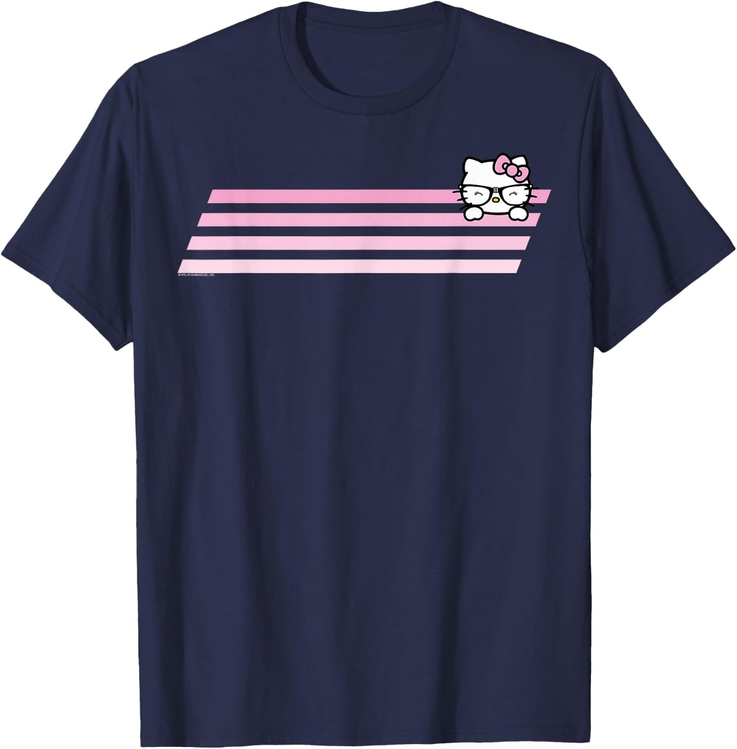 Hello Kitty Nerd Glasses Retro Stripe Shirt T-Shirt - T-Shirt | Navy