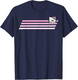 Hello Kitty Nerd Glasses Retro Stripe Shirt T-Shirt - T-Shirt | Navy