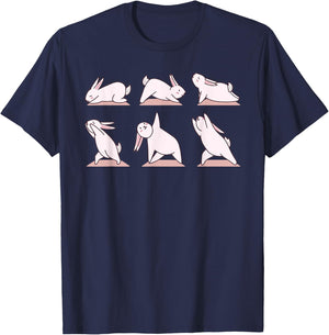 Cute Bunny Yoga Rabbit Poses and Meditation funny T-Shirt - T-Shirt | Navy