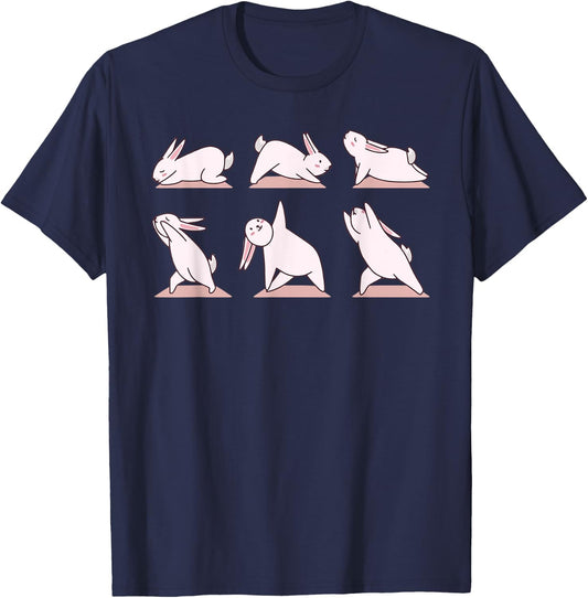 Cute Bunny Yoga Rabbit Poses and Meditation funny T-Shirt - T-Shirt | Navy