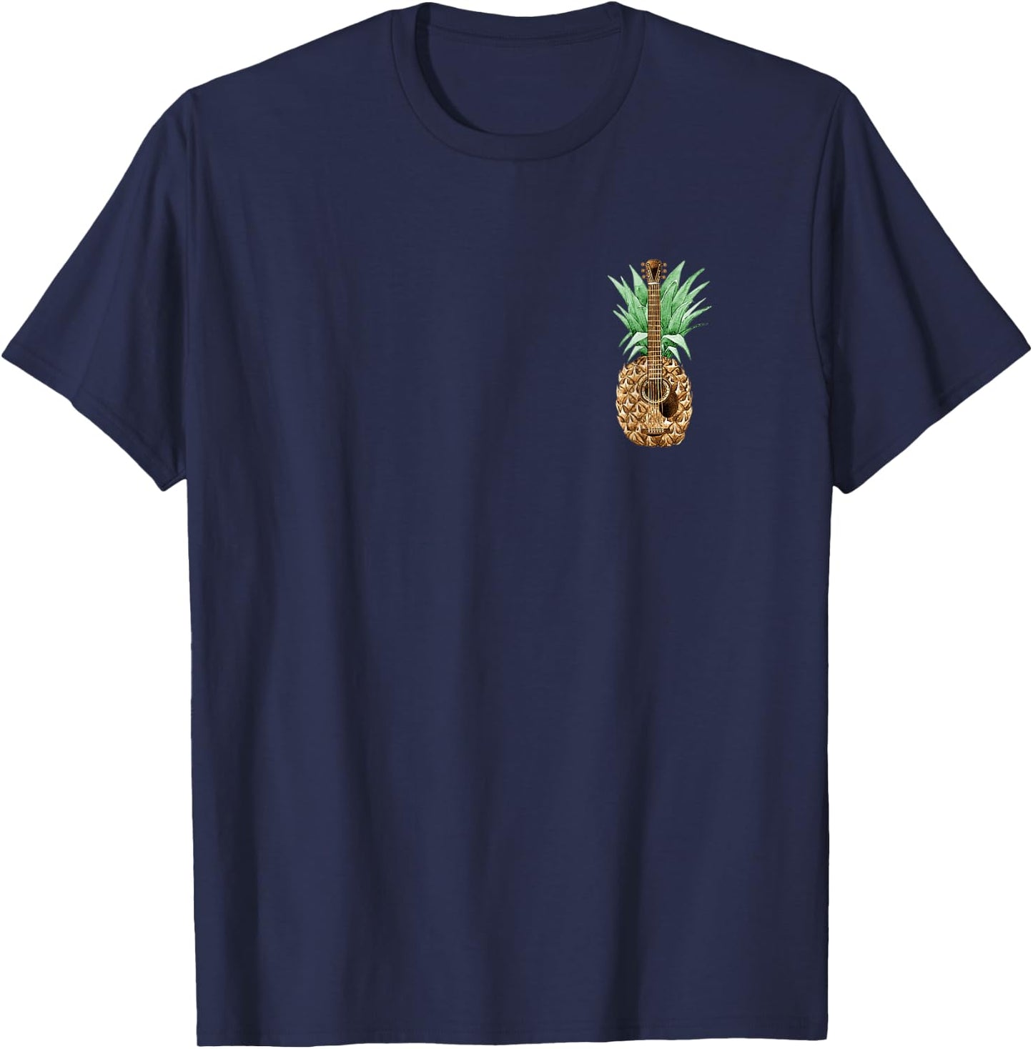 Funny Pineapple Acoustic Guitar Lover Hawaiian Music Summer T-Shirt - T-Shirt | Navy