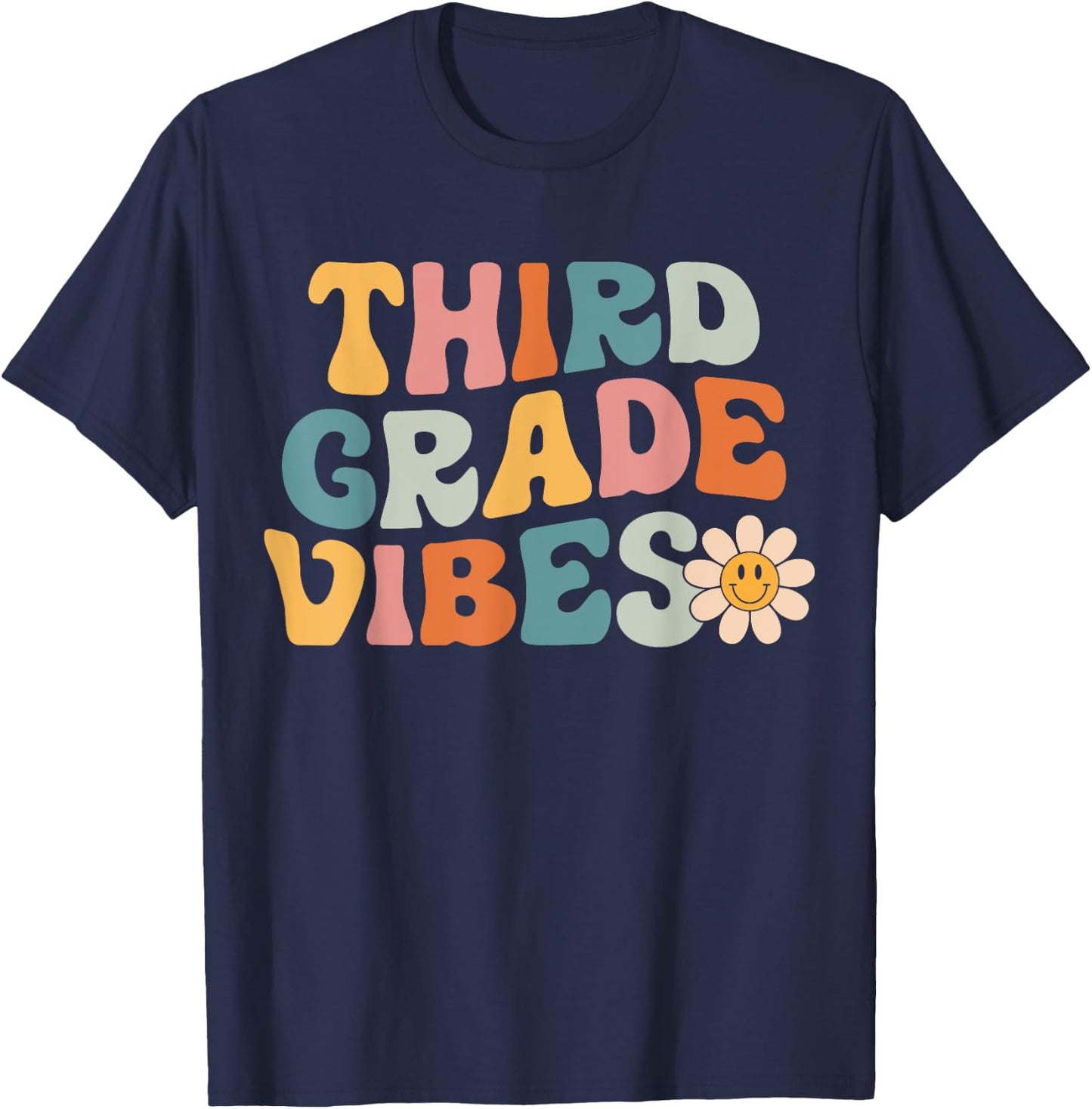 Third Grade Vibes - 3rd Grade Team Retro 1st Day of School T-Shirt - T-Shirt | Navy