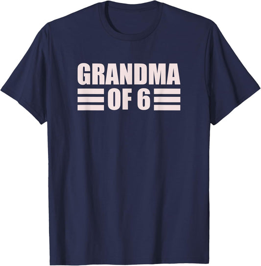 Grandma 6 Grandkids 6th Time Cubed Grandma Of Six T-Shirt - T-Shirt | Navy
