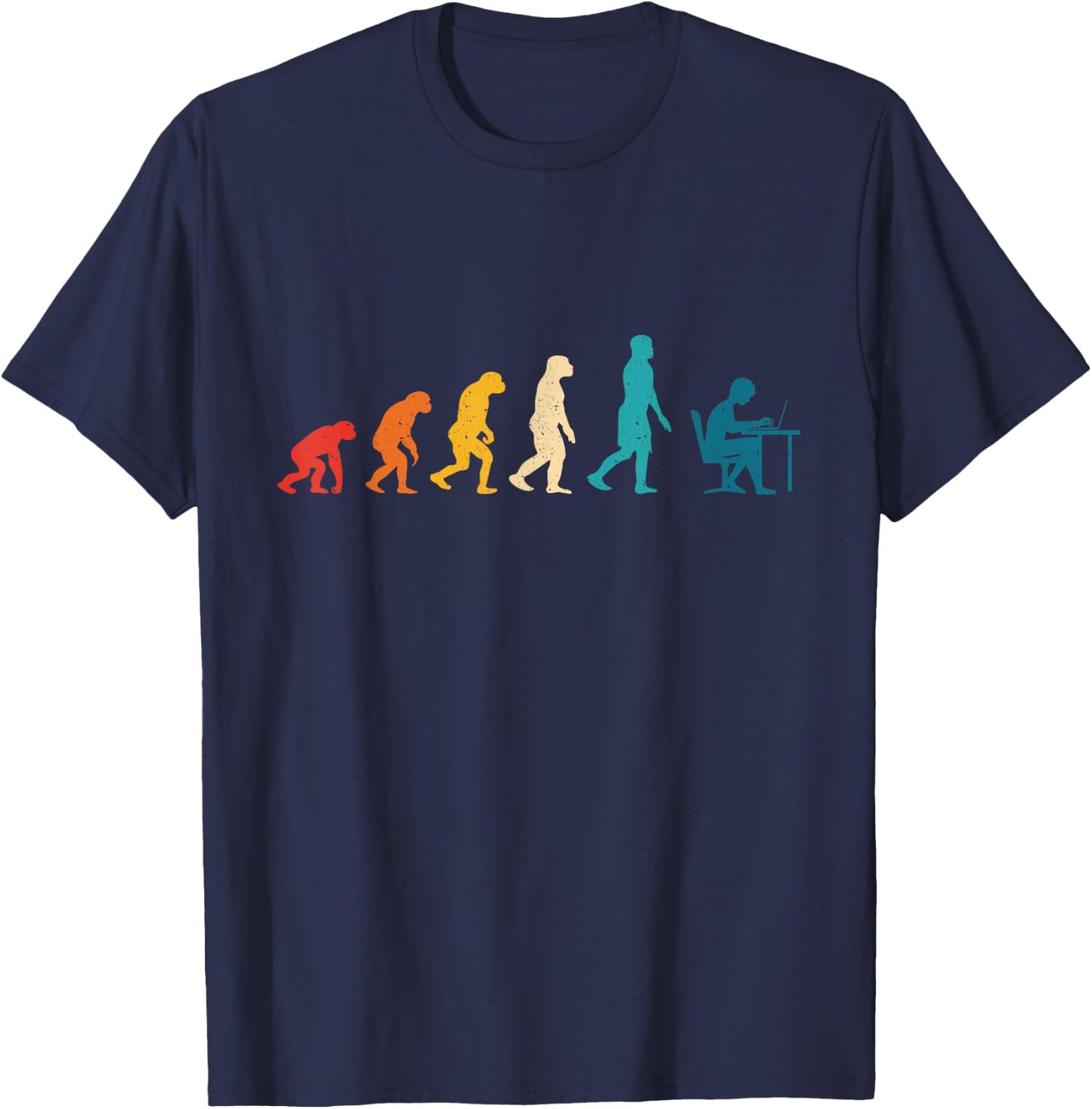 Evolution of Man Computer Programmer Funny Geek Lover IT T-Shirt - T-Shirt | Navy