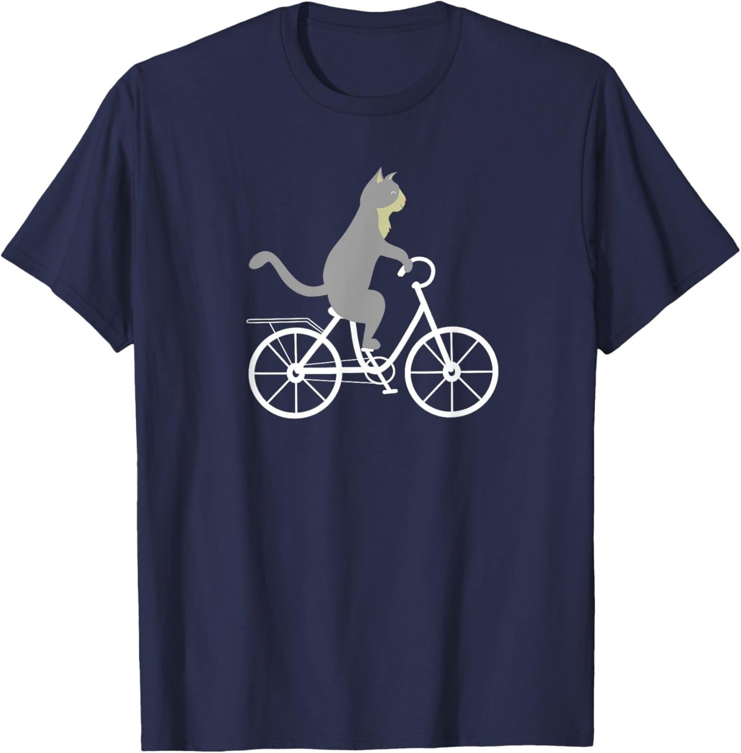 Cat On Bike | Cool Biking Kitty Animals Funny Riding Gift T-Shirt - T-Shirt | Navy