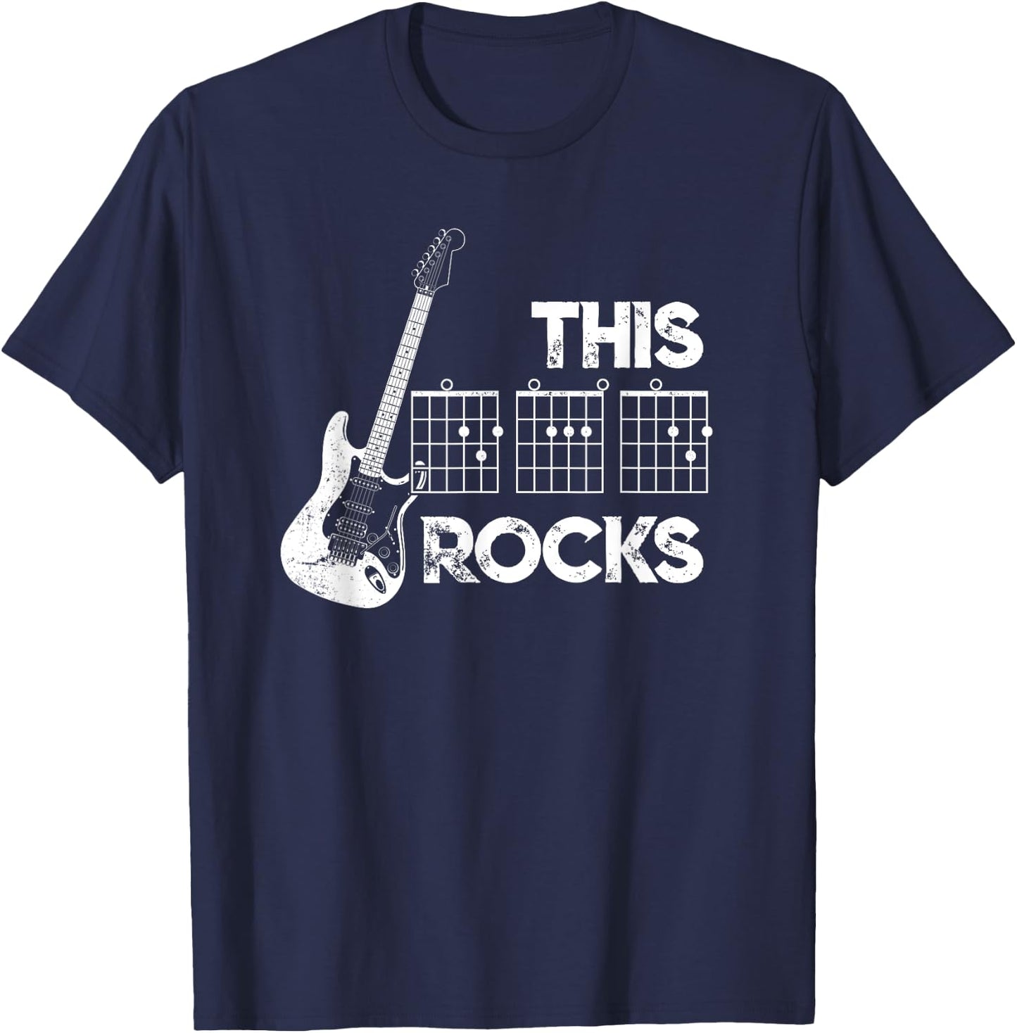 This DAD Rocks Guitar Chords - Guitarist Fathers Day T-Shirt - T-Shirt | Navy