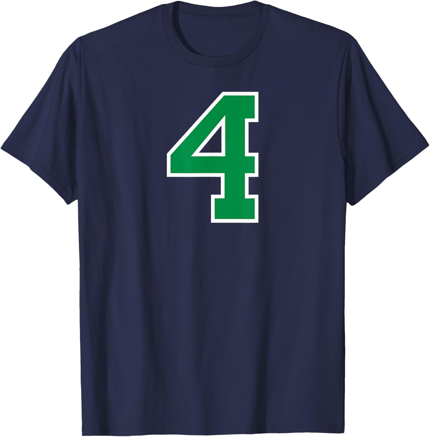 White Green Number 4 T-Shirt - T-Shirt | Navy