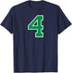 White Green Number 4 T-Shirt - T-Shirt | Navy