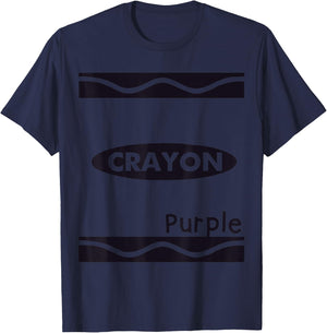 Purple-Crayon Graphic Halloween Costume Group Team Matching T-Shirt - T-Shirt | Navy