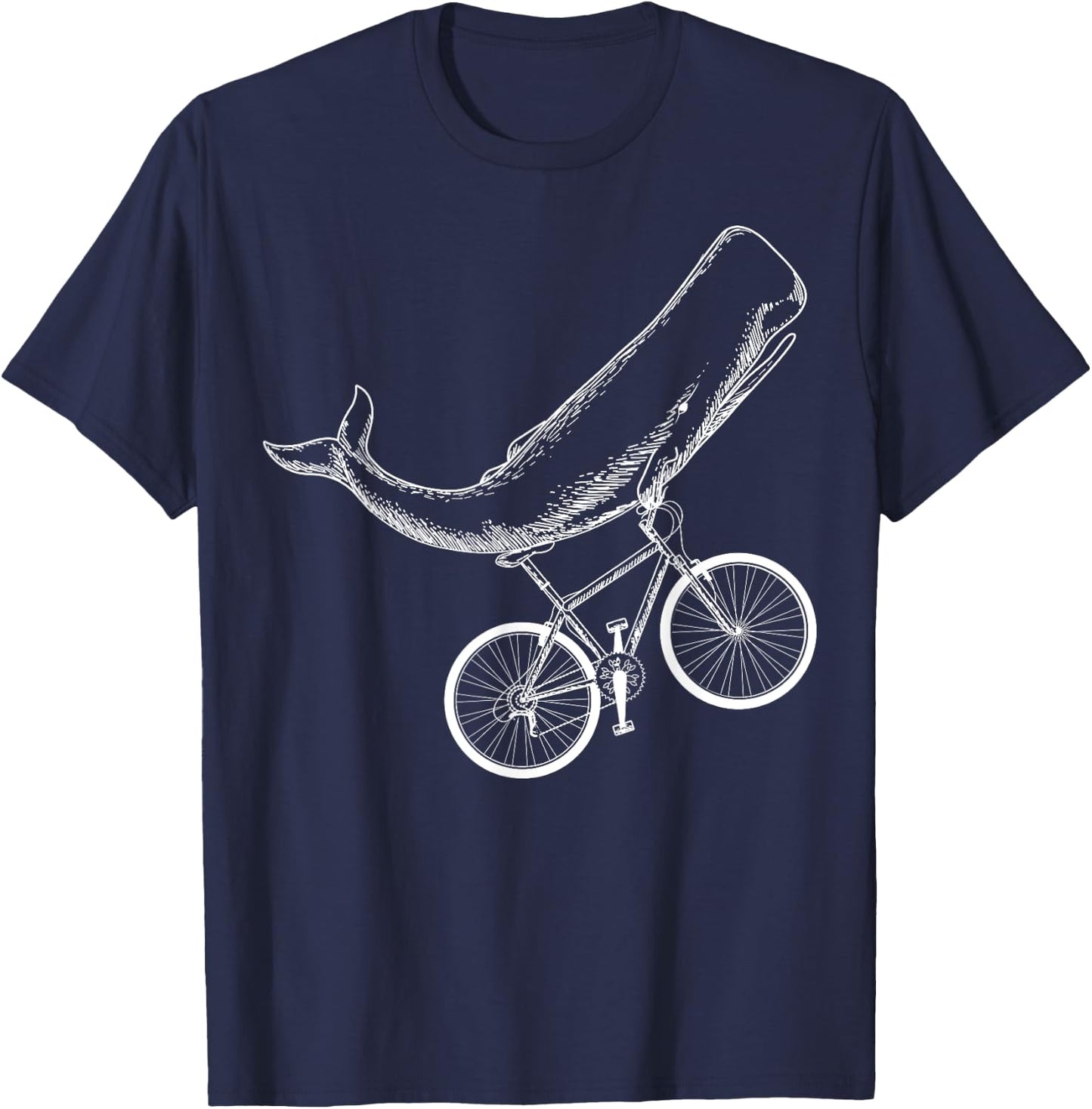 Whale Mountain Bike Biker Biking MTB Cyclist Bicycle T-Shirt - T-Shirt | Navy