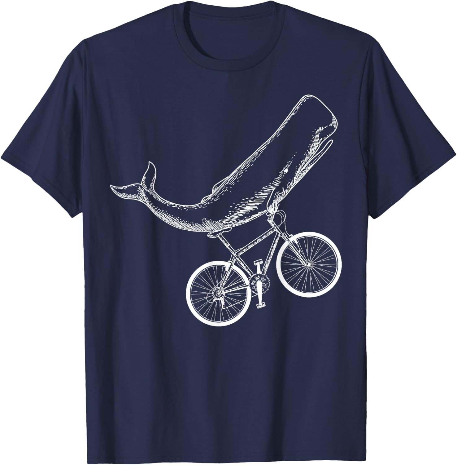 Whale Mountain Bike Biker Biking MTB Cyclist Bicycle T-Shirt - T-Shirt | Navy