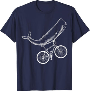 Whale Mountain Bike Biker Biking MTB Cyclist Bicycle T-Shirt - T-Shirt | Navy