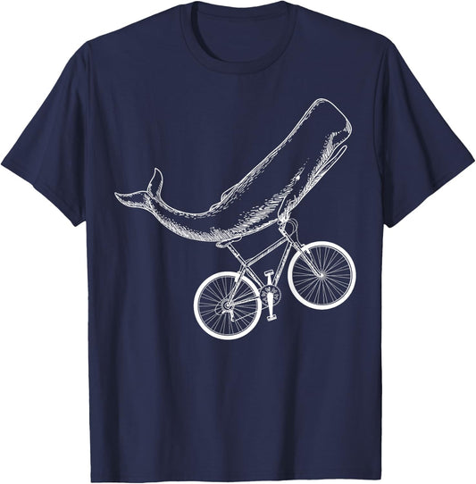 Whale Mountain Bike Biker Biking MTB Cyclist Bicycle T-Shirt - T-Shirt | Navy