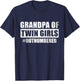 Grandpa of Twin Girls Outnumbered Grandpa Twin Granddaughter T-Shirt - T-Shirt | Navy