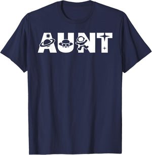Funny Aunt Space Astronaut Birthday Party T-Shirt - T-Shirt | Navy