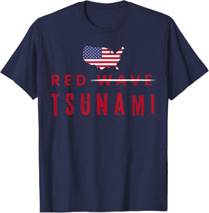 Red Wave Midterms Election Republican Vote Political Tsunami T-Shirt - T-Shirt | Navy