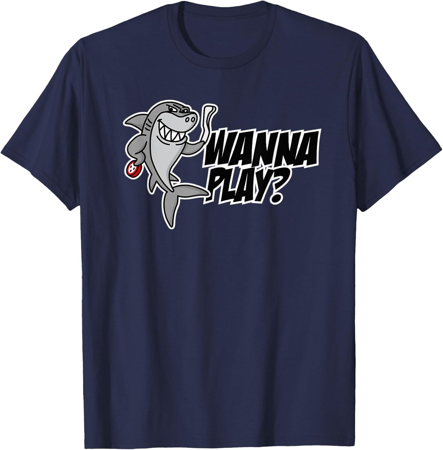 Wanna play Octopush shark funny underwater hockey player T-Shirt - T-Shirt | Navy