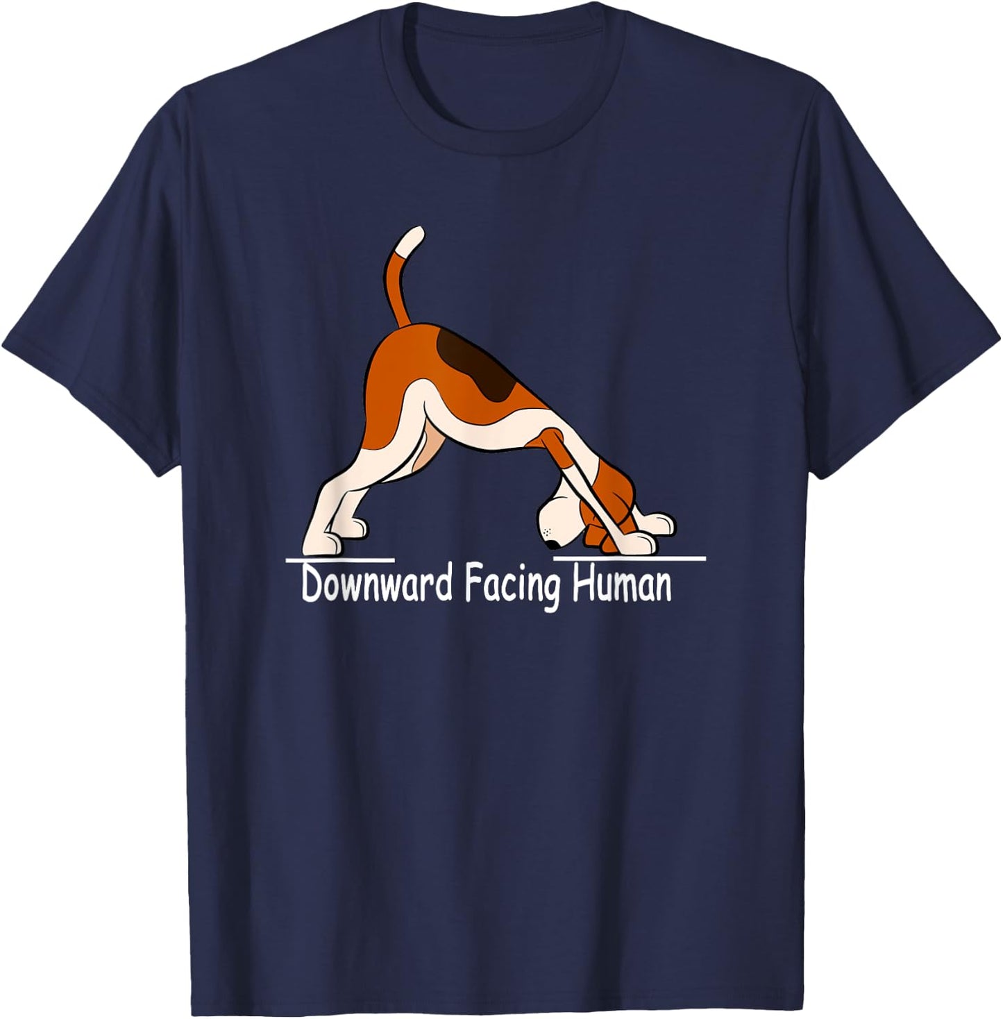 Downward Facing Human | Funny Yoga T-Shirt - T-Shirt | Navy