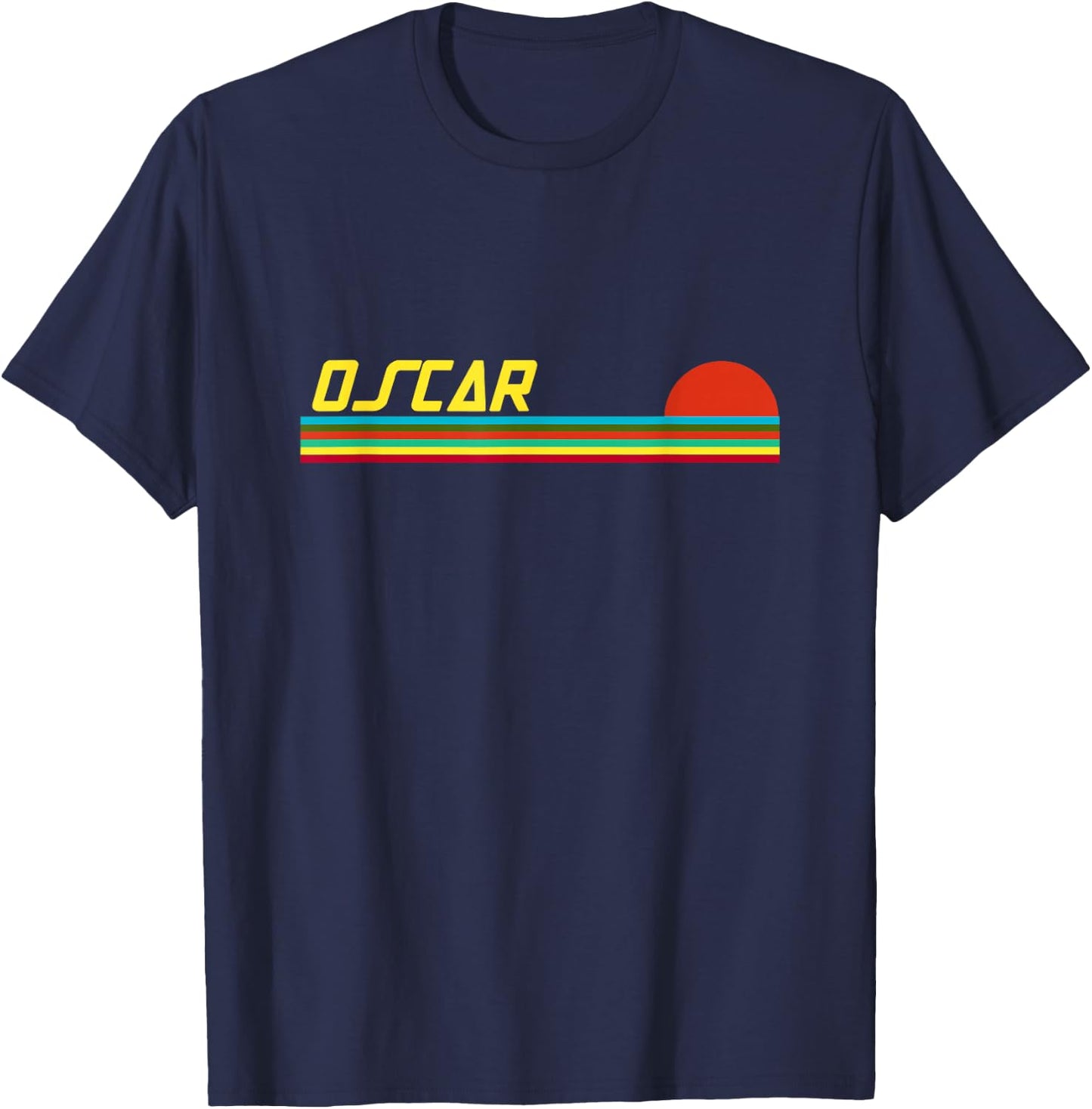 Oscar First Name Logo Retro Sunset Surfer Style Oscar T-Shirt - T-Shirt | Navy