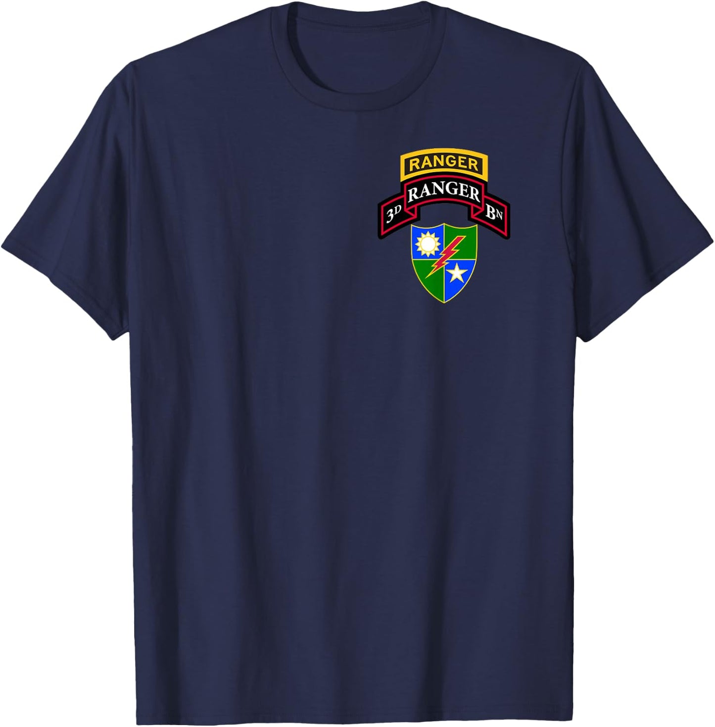 Army Ranger Shirt - 3rd Ranger Shirt - Scroll, Tab, and DUI T-Shirt - T-Shirt | Navy