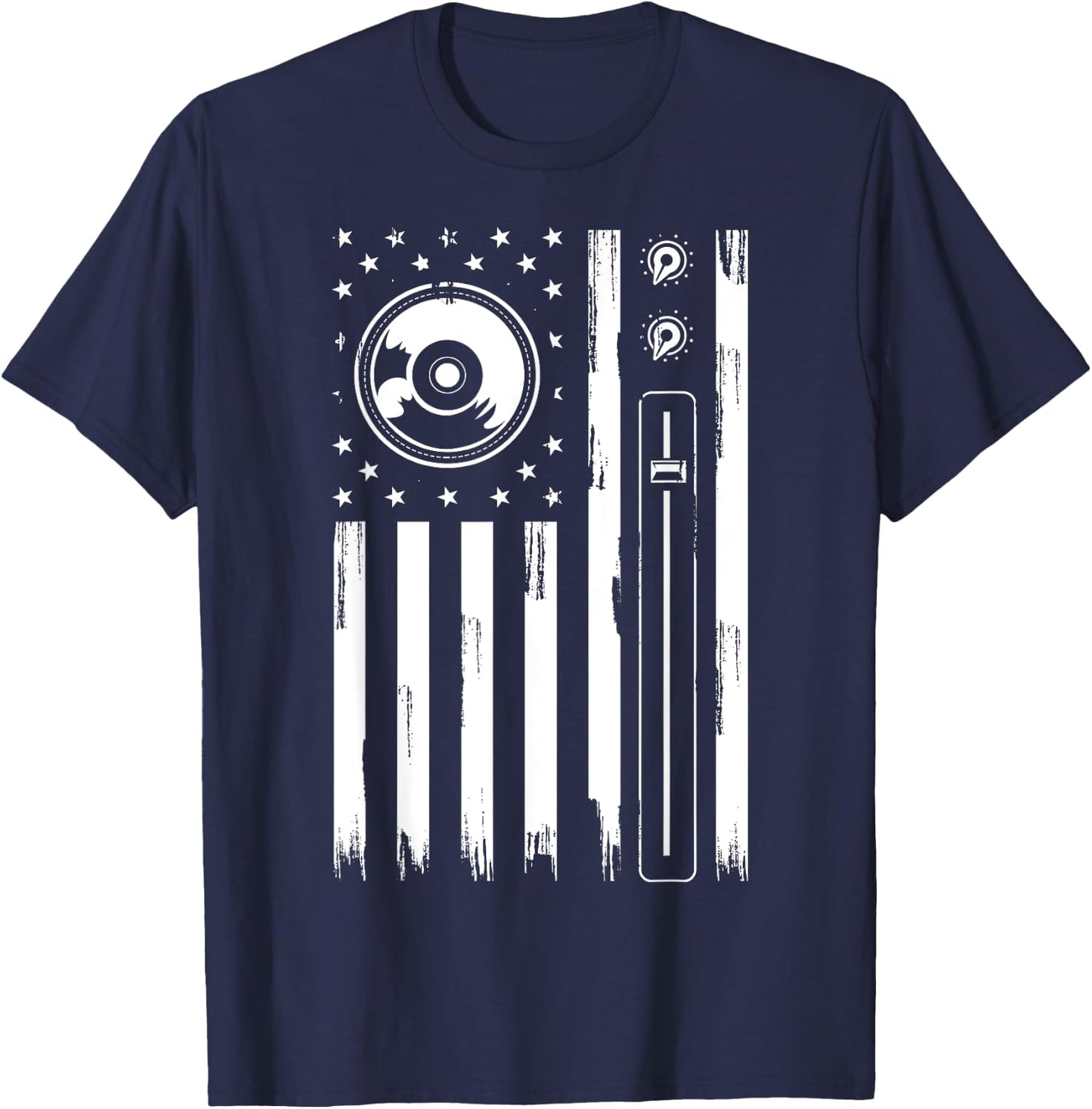 Cool Music Producer Women American Flag Patriotic DJ T-Shirt - T-Shirt | Navy