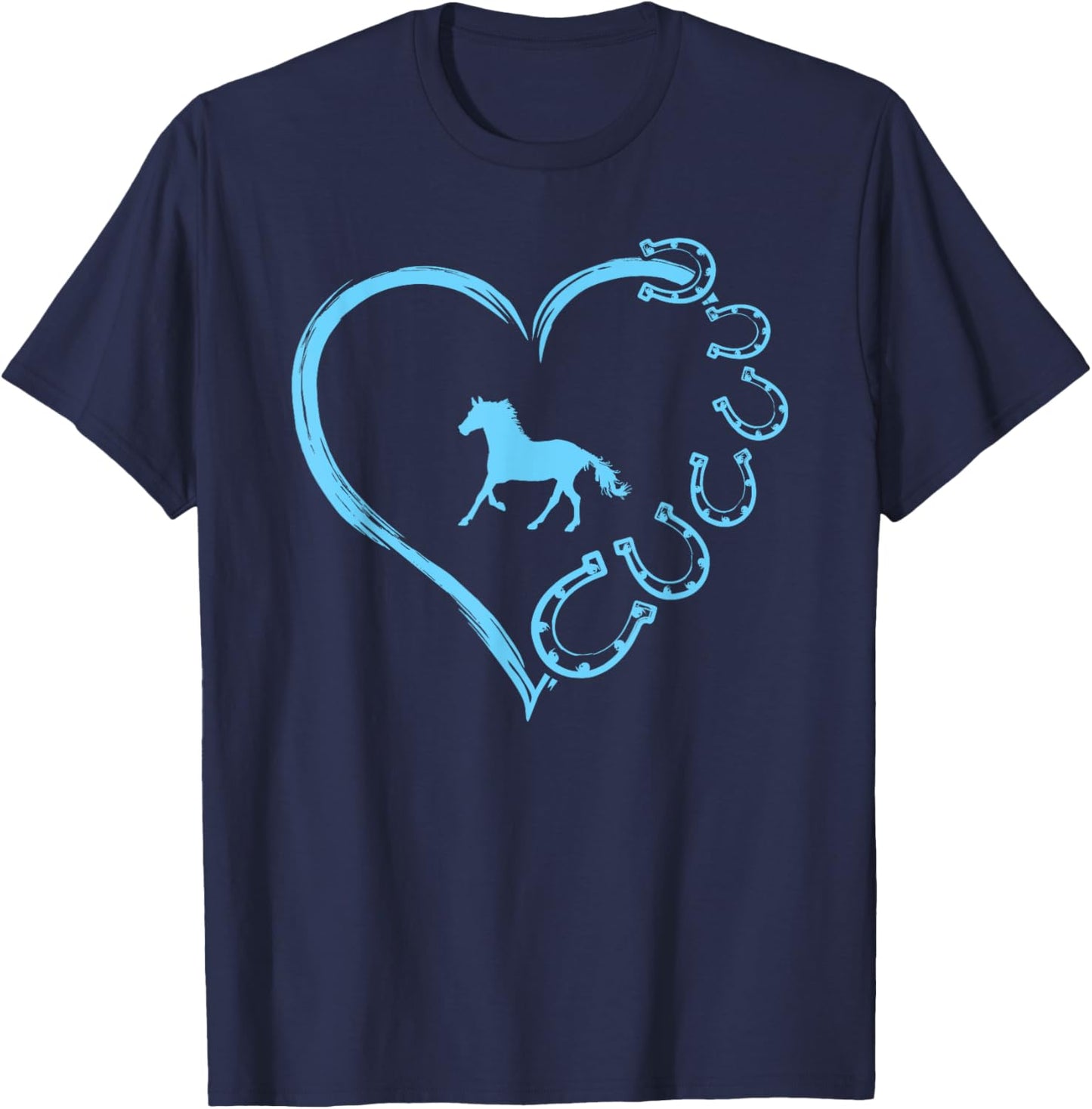 Funny Horseshoe Heart Cute Horse Mom Horseback Riding T-Shirt - T-Shirt | Navy