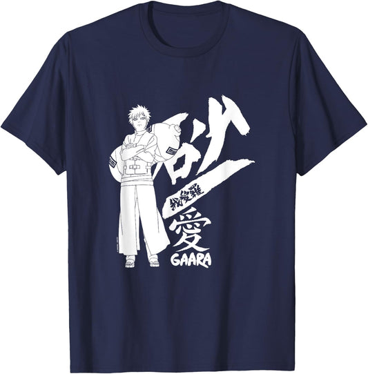 Naruto Shippuden Gaara Standing with Kanji Anime T-Shirt - T-Shirt | Navy
