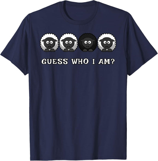 Guess Who I Am? Sheep Funny Animal Farm Farmer Sheeps T-Shirt - T-Shirt | Navy