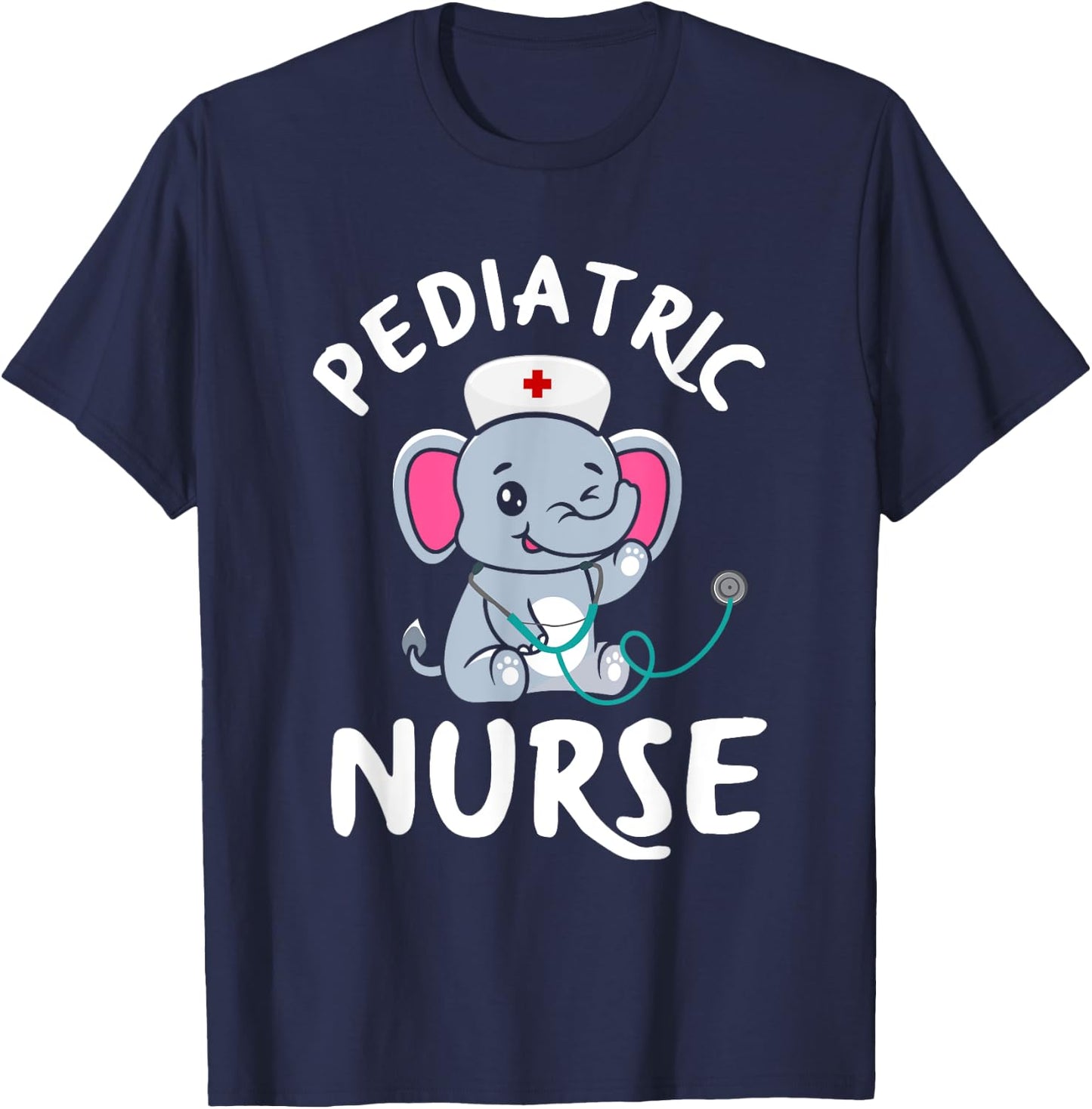 Peds Nurse Cute Elephant Pediatric Care Pediatric Nurse T-Shirt - T-Shirt | Navy