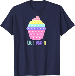 Cupcake Just Pop It Pop Fidget Toy Funny T-Shirt - T-Shirt | Navy