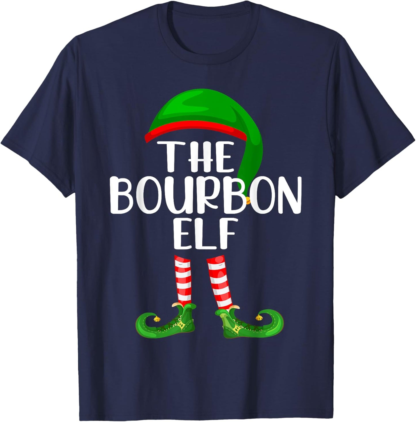 Funny The Bourbon Elf Matching Family Christmas T-Shirt - T-Shirt | Navy