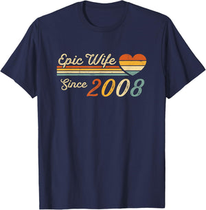 17th wedding anniversary 17 years - Epic Wife Since 2008 T-Shirt - T-Shirt | Navy