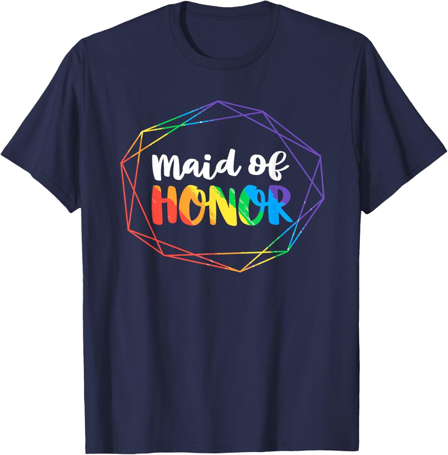 Maid of Honor Lesbian Bachelorette Party Diamond Wedding T-Shirt - T-Shirt | Navy