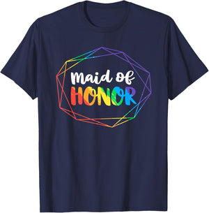 Maid of Honor Lesbian Bachelorette Party Diamond Wedding T-Shirt - T-Shirt | Navy