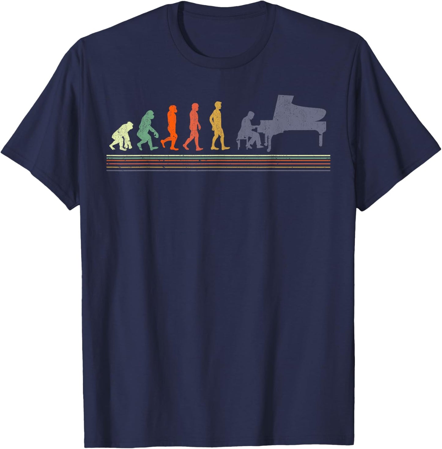 Evolution Of A Piano Player- Pianist T-Shirt - T-Shirt | Navy