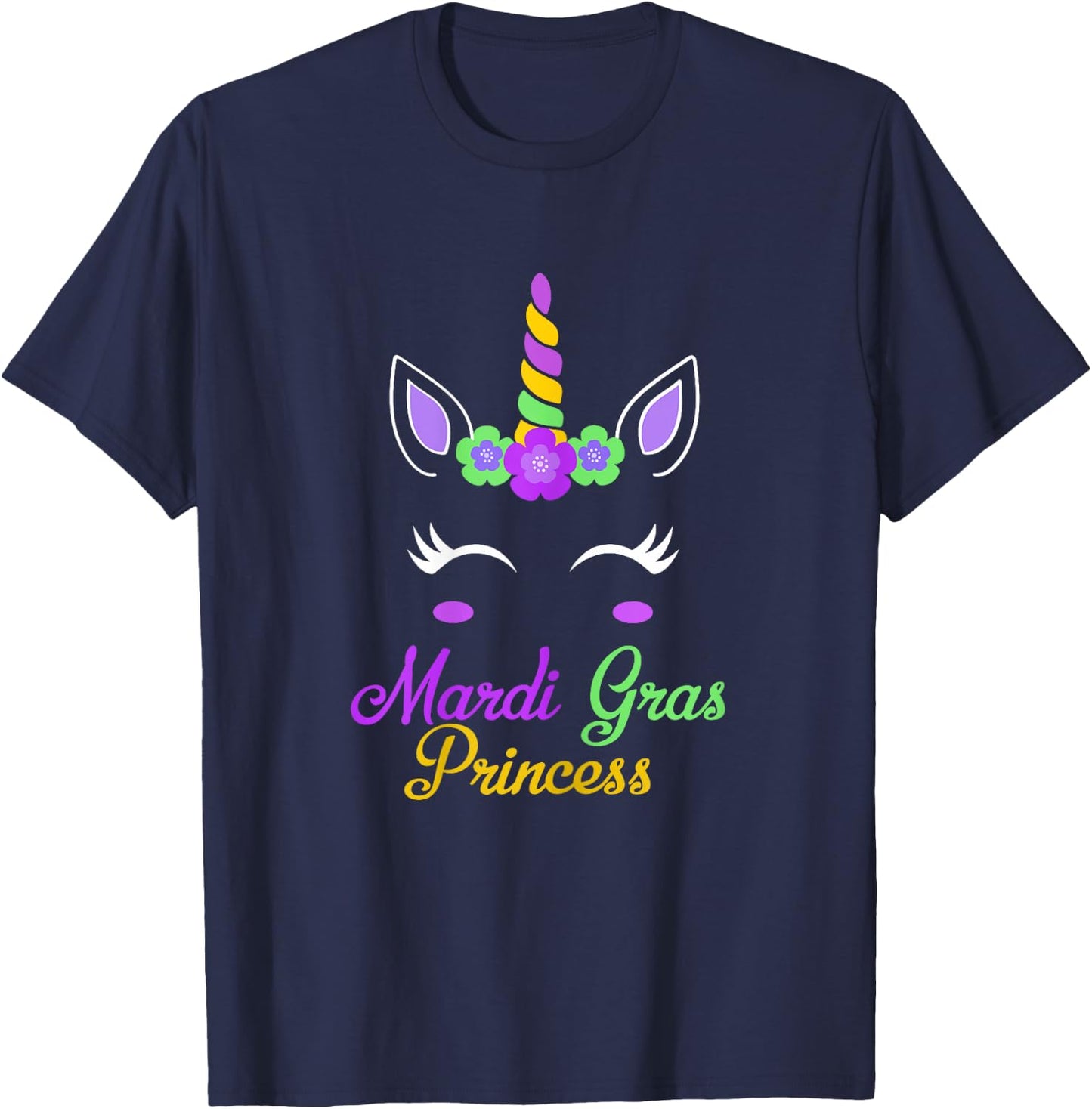 Little Miss Mardi Gras Princess Unicorn Girls Kids toddlers T-Shirt - T-Shirt | Navy