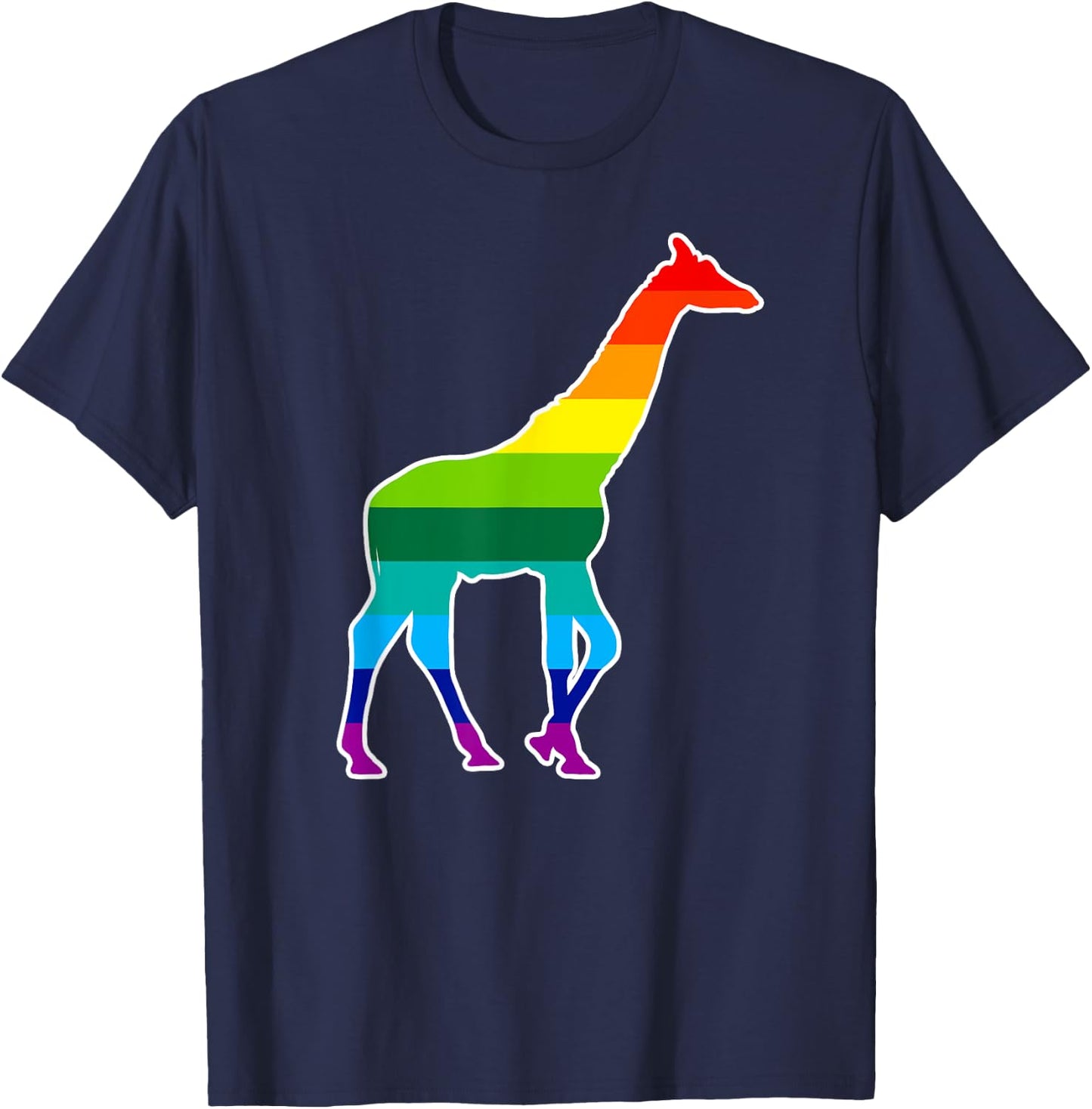 Rainbow Giraffe Shirt - Giraffe Print Shirt T-Shirt - T-Shirt | Navy