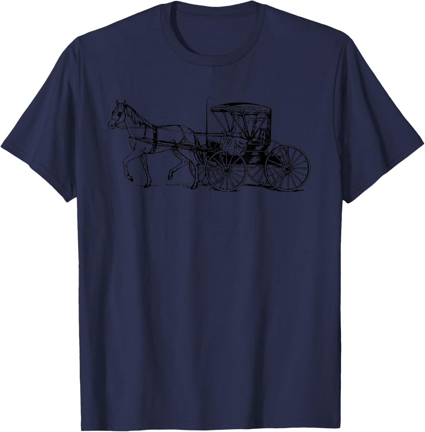 Amish Buggy Horse and Buggy Wagon T-Shirt - T-Shirt | Navy